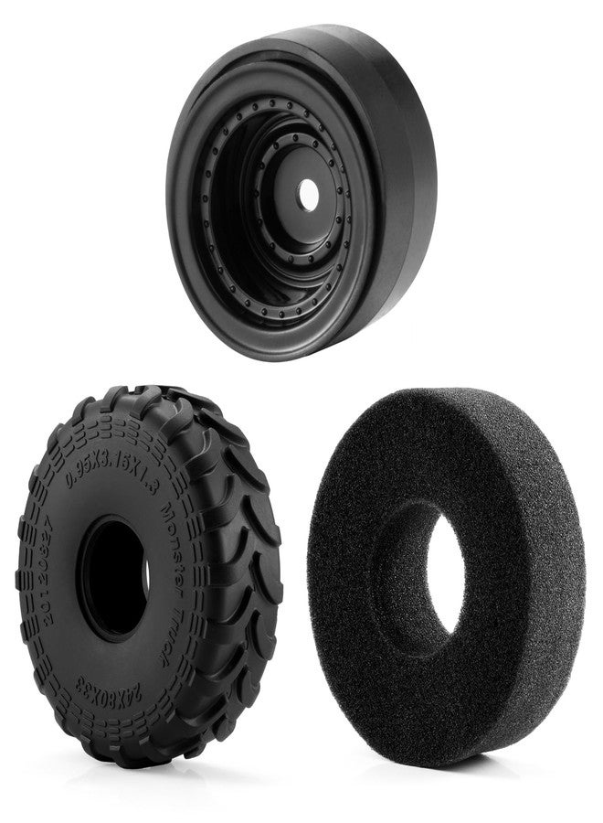 JGGZONE RC Monster Truck Wheel Rim Tires Set 4Pcs 80 * 33mm Large Sticky Crawler Tires with Wheels for 1/24 RC Car Axial SCX24 AX24 FCX24 1/18 Scale TRX4M Upgrades Upgrade Wheels - Image 4